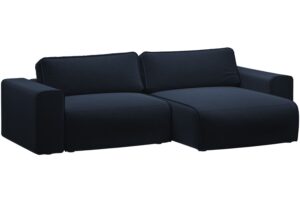 Micadoni Tmavě modrá sametová rozkládací pohovka Victor 246 cm