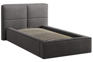 Micadoni Tmavě šedá bouclé jednolůžková postel Darren 90 x 200 cm s úložným prostorem