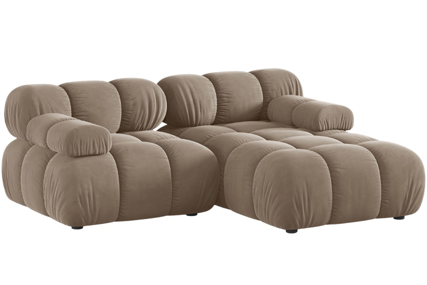 Micadoni Tmavě béžová sametová rohová pohovka Bellis 188 cm