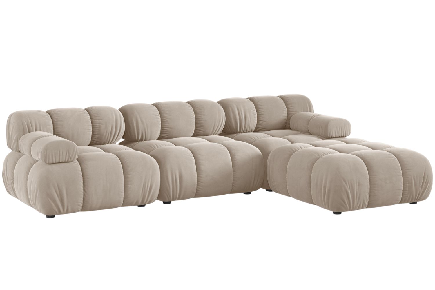 Micadoni Béžová sametová rohová pohovka Bellis 282 cm