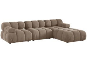 Micadoni Tmavě béžová sametová rohová pohovka Bellis 282 cm
