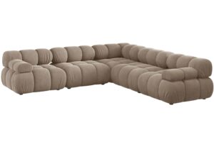 Micadoni Tmavě béžová sametová rohová pohovka Bellis 282 cm