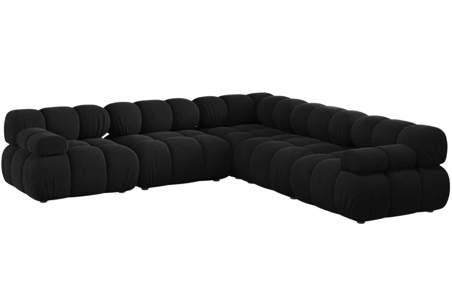 Micadoni Černá sametová rohová pohovka Bellis 282 cm
