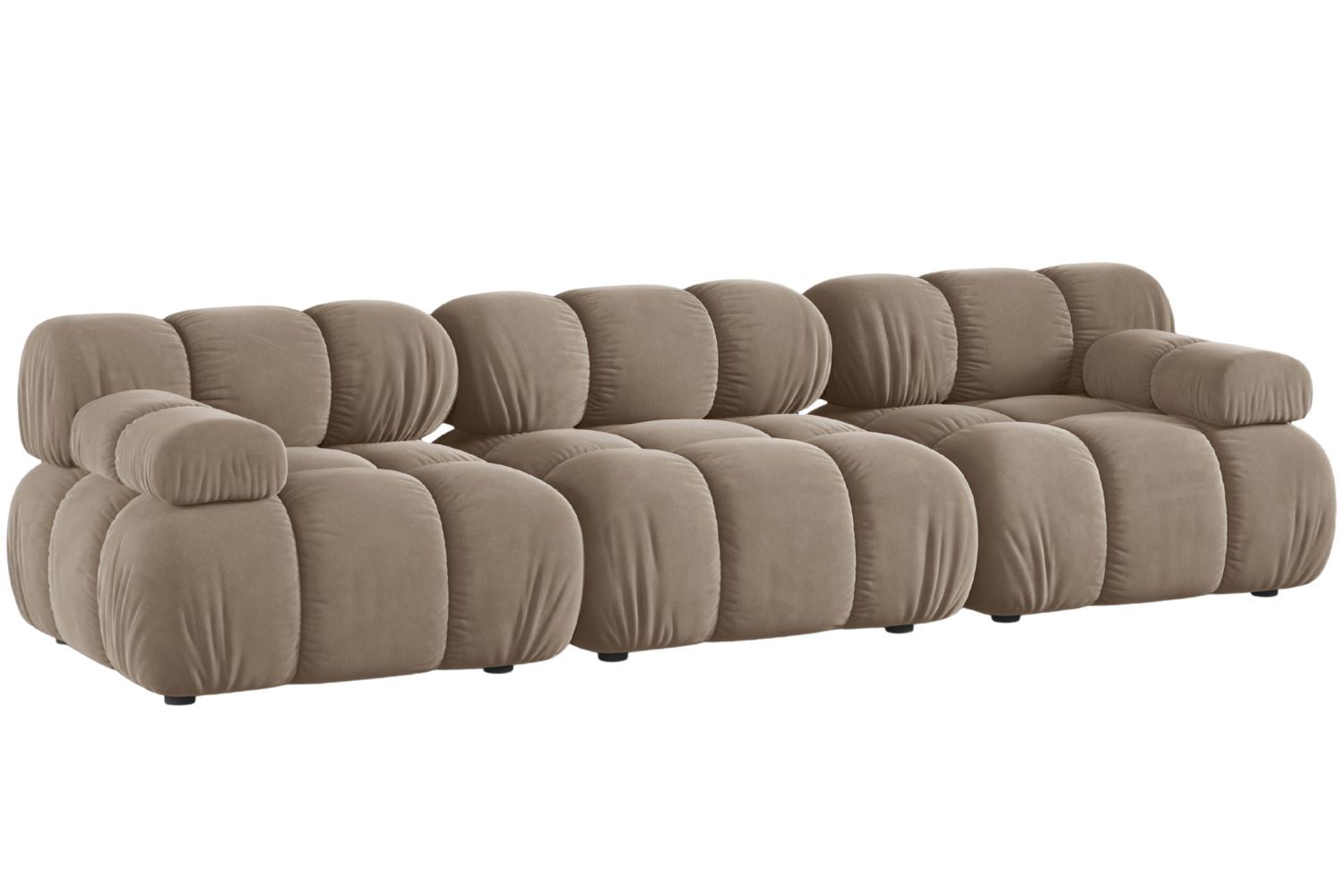 Micadoni Tmavě béžová sametová trojmístná pohovka Bellis 282 cm