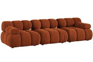 Micadoni Terakotově oranžová sametová trojmístná pohovka Bellis 282 cm