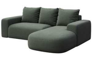 Rodier Lahvově zelená bouclé rohová pohovka Monce 255 cm