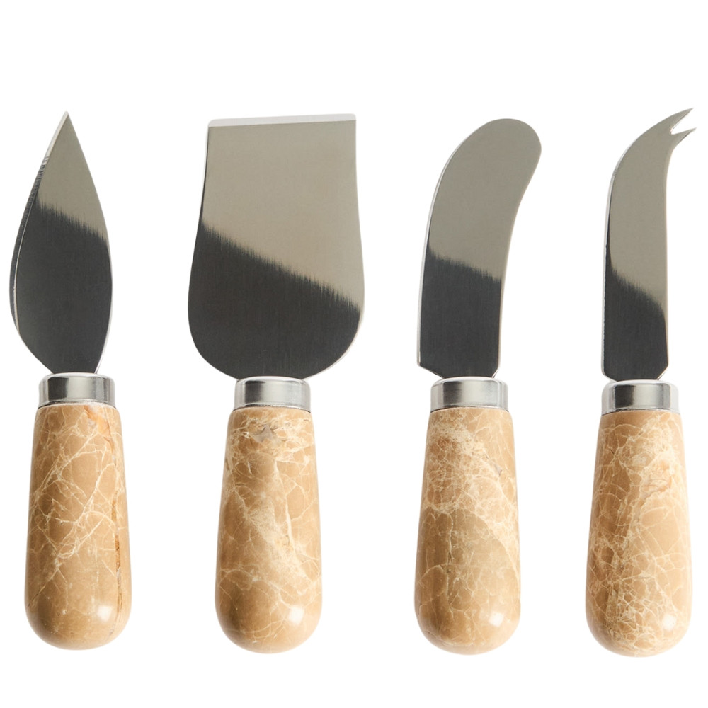 Kave Home Sada čtyř nožů na sýr Adoma s mramorovou rukojetí