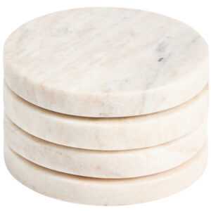 Kave Home Set čtyř béžových mramorových podtácků Nuvir