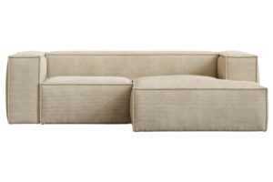 Kave Home Béžová manšestrová rohová pohovka Blok 240 cm