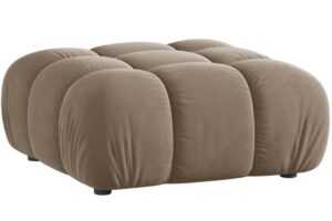 Micadoni Tmavě béžová sametová podnožka Bellis 94 x 94 cm