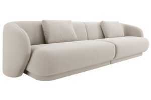 Cosmopolitan Design Krémově bílá sametová čtyřmístná pohovka Camden 304 cm