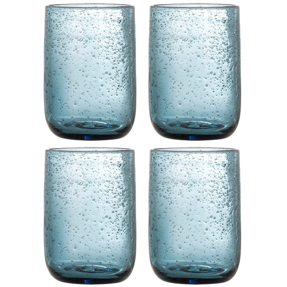Bloomingville Set čtyř modrých sklenic Tabby 330 ml