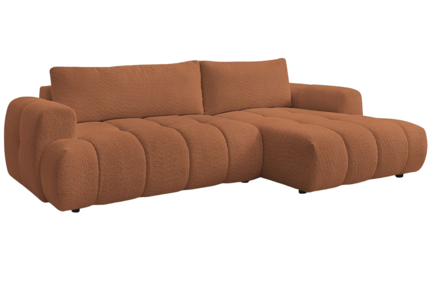 Bobochic Paris Terakotově oranžová bouclé rozkládací pohovka Fuji 292 cm