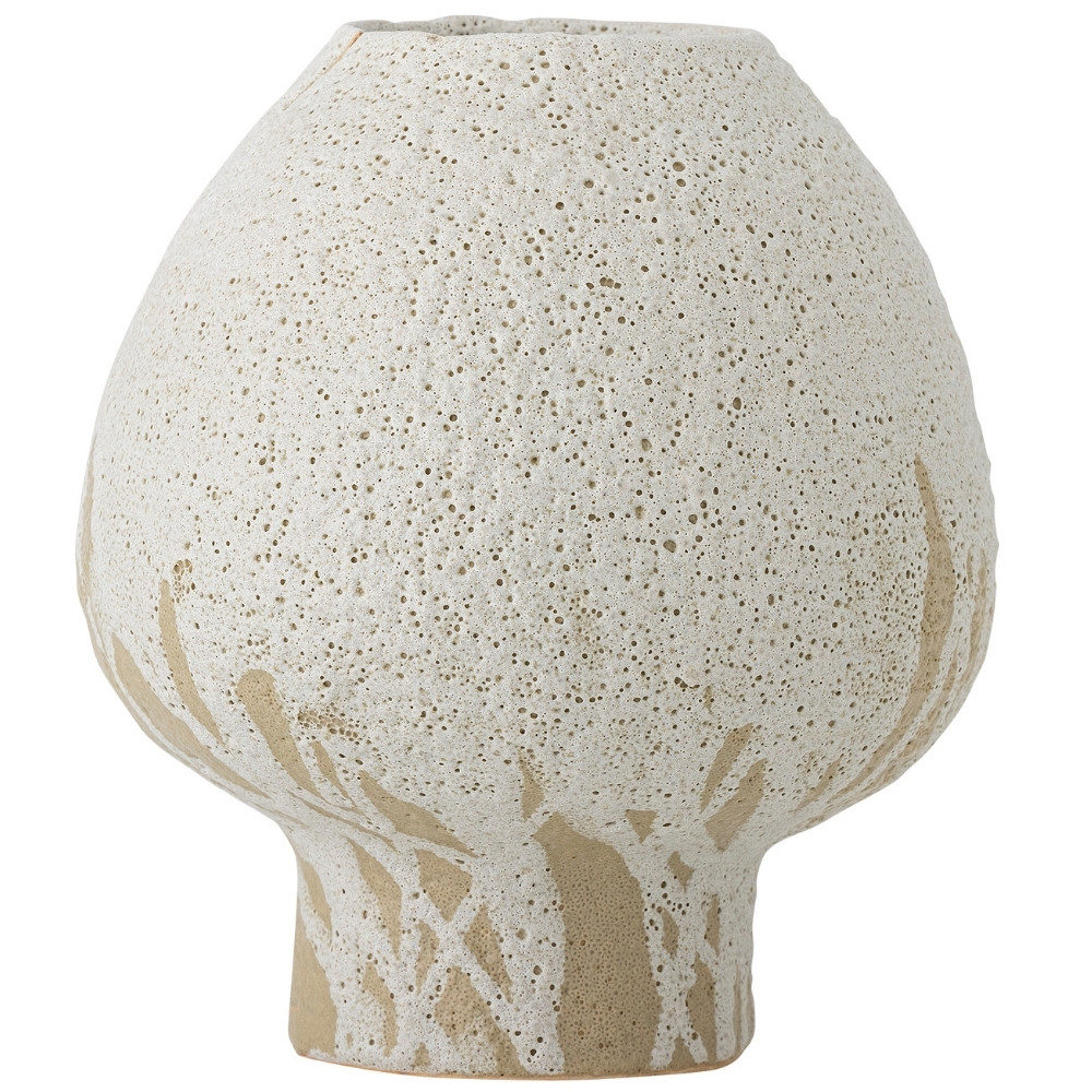 Bloomingville Bílá kameninová váza Morag 19 cm