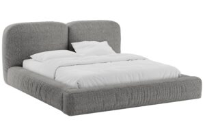 Micadoni Šedá bouclé dvoulůžková postel Martina 160 x 200 cm s úložným prostorem