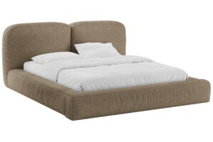 Micadoni Hnědá bouclé dvoulůžková postel Martina 160 x 200 cm s úložným prostorem