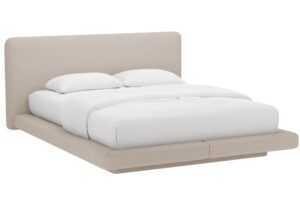 Micadoni Světle hnědá dvoulůžková postel Linea 200 x 200 cm