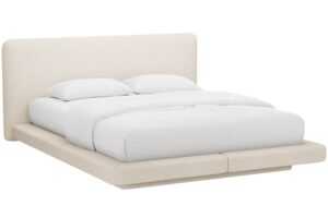 Micadoni Béžová bouclé dvoulůžková postel Linea 160 x 200 cm