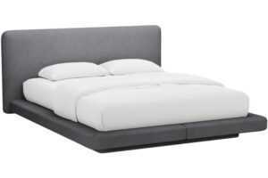 Micadoni Šedá bouclé dvoulůžková postel Linea 160 x 200 cm