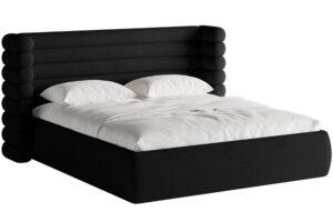 Micadoni Černá bouclé dvoulůžková postel Mount 160 x 200 cm