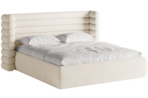 Micadoni Bílá bouclé dvoulůžková postel Mount 180 x 200 cm