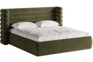 Micadoni Zelená sametová dvoulůžková postel Mount 160 x 200 cm