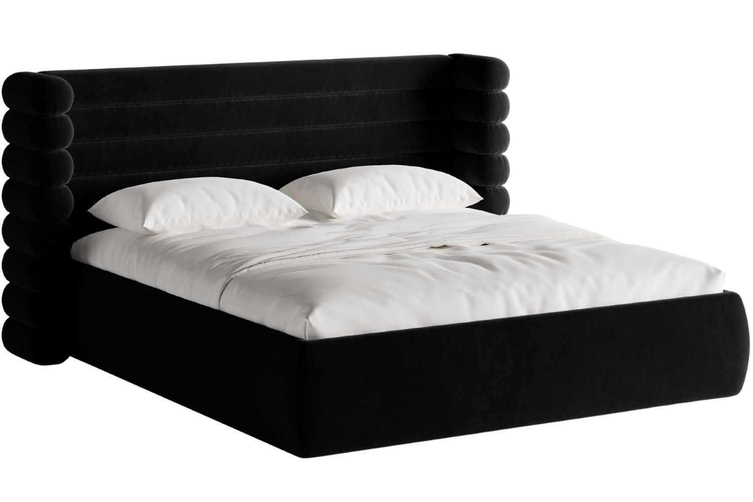 Černá sametová dvoulůžková postel MICADONI Mount 180 x 200 cm