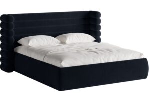 Královsky modrá sametová dvoulůžková postel MICADONI Mount 180 x 200 cm