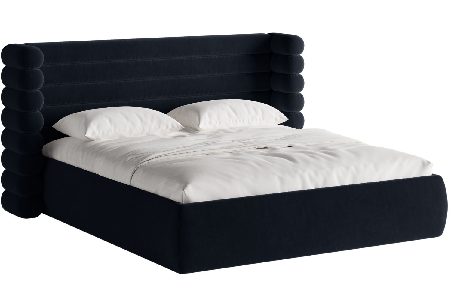 Královsky modrá sametová dvoulůžková postel MICADONI Mount 180 x 200 cm