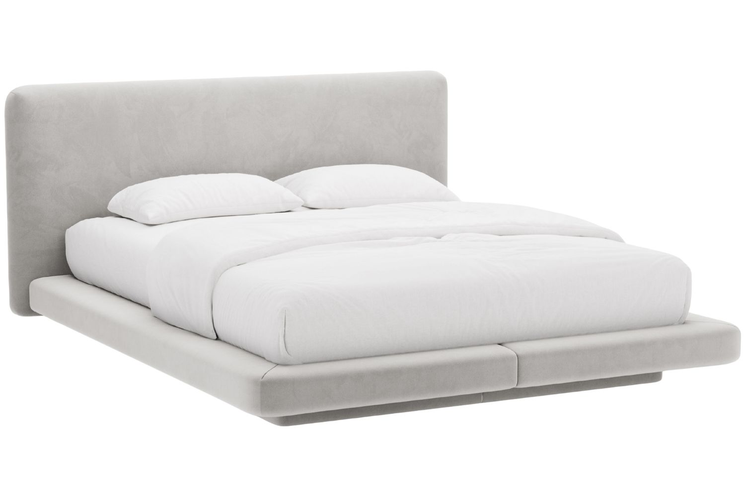 Micadoni Světle šedá sametová dvoulůžková postel Linea 160 x 200 cm