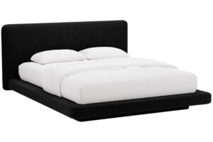 Micadoni Černá sametová dvoulůžková postel Linea 160 x 200 cm