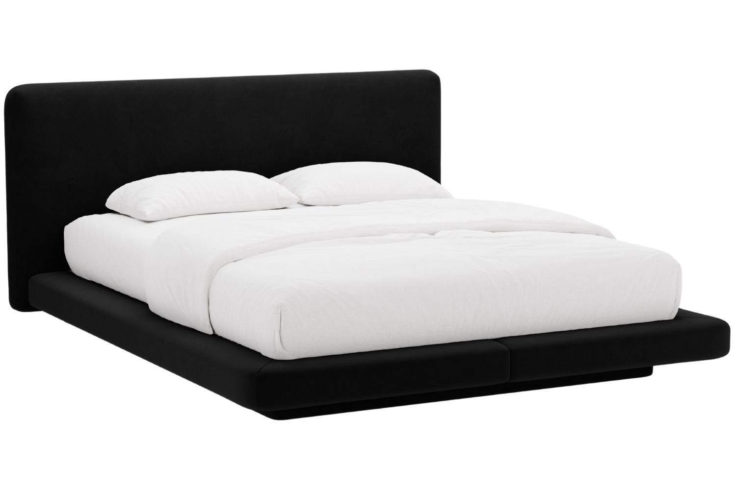 Micadoni Černá sametová dvoulůžková postel Linea 180 x 200 cm
