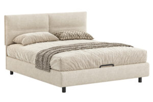 Woodsoft Béžová čalouněná dvoulůžková postel Salerno 180 x 200 cm