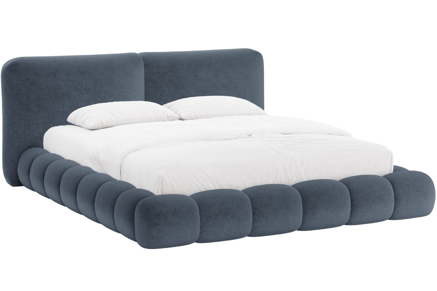 Micadoni Tmavě modrá žinylková dvoulůžková postel Solange 160 x 200 cm