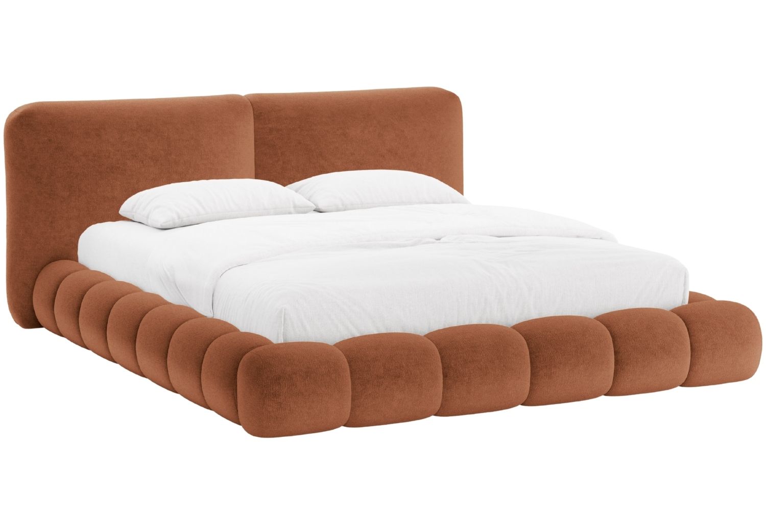 Micadoni Terakotově oranžová žinylková dvoulůžková postel Solange 180 x 200 cm