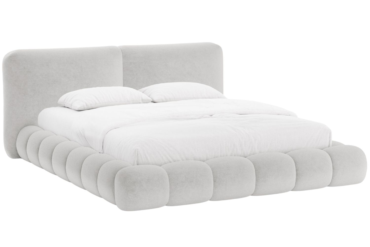 Micadoni Světle šedá žinylková dvoulůžková postel Solange 180 x 200 cm