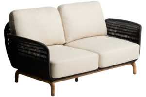 Kave Home Dřevěná zahardní pohovka Alipa 165 cm s tmavě šedým výpletem