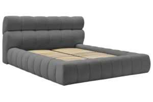 Bobochic Paris Tmavě šedá bouclé dvoulůžková postel Mont-Blanc 180 x 200 cm s úložným prostorem