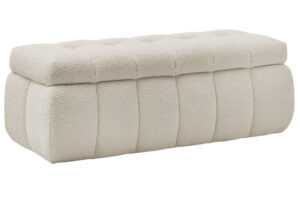 Bobochic Paris Béžová bouclé lavice Mont-Blanc 144 cm s úložným prostorem