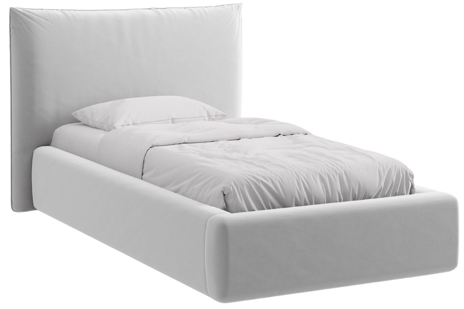 Micadoni Světle šedá sametová jednolůžková postel Kaelle 90 x 200 cm s úložným prostorem