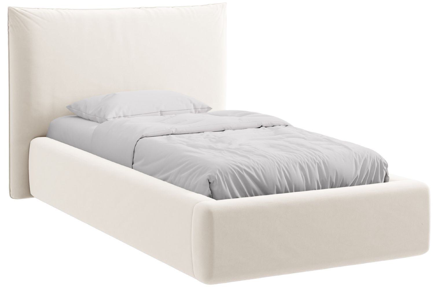 Micadoni Světle béžová sametová jednolůžková postel Kaelle 90 x 200 cm s úložným prostorem