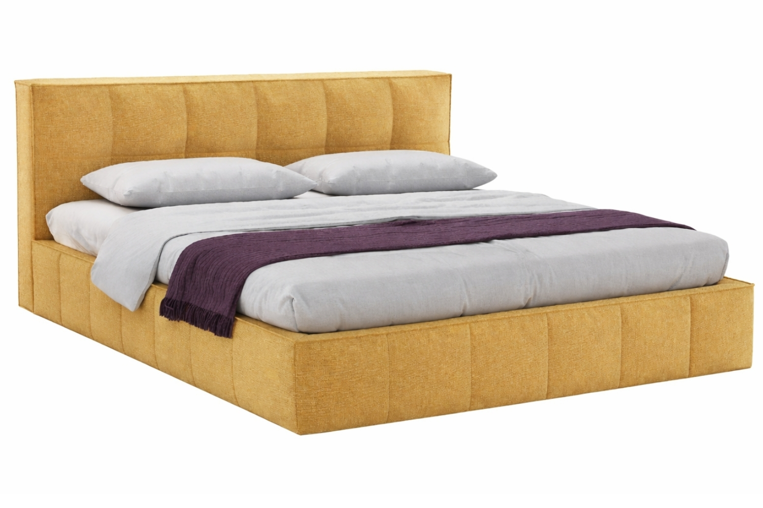 Woodsoft Žlutá čalouněná dvoulůžková postel Bergamo 180 x 200 cm