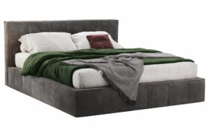 Woodsoft Tmavě šedá čalouněná dvoulůžková postel Bergamo 180 x 200 cm