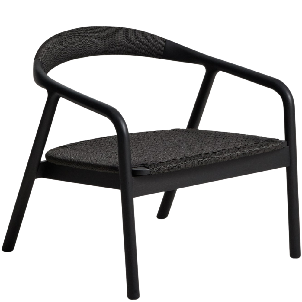 Kave Home Černé dubové křeslo Derile s výpletem