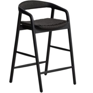 Kave Home Černá barová židle Derile 65 cm s výpletem