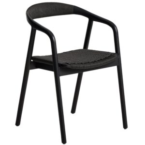 Kave Home Černá dubová židle Derile s výpletem