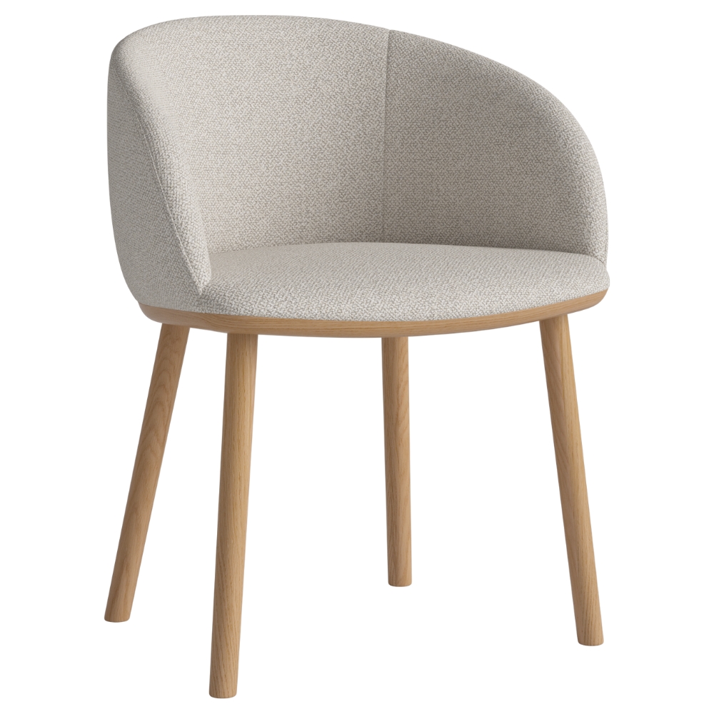 Bolia Béžová bouclé jídelní židle Join s dubovou podnoží