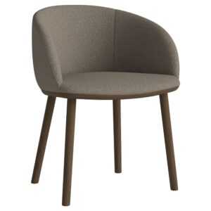 Bolia Světle hnědá bouclé jídelní židle Join s tmavou dubovou podnoží