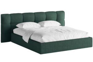 Micadoni Zelená bouclé dvoulůžková postel Eric 160 x 200 cm s úložným prostorem