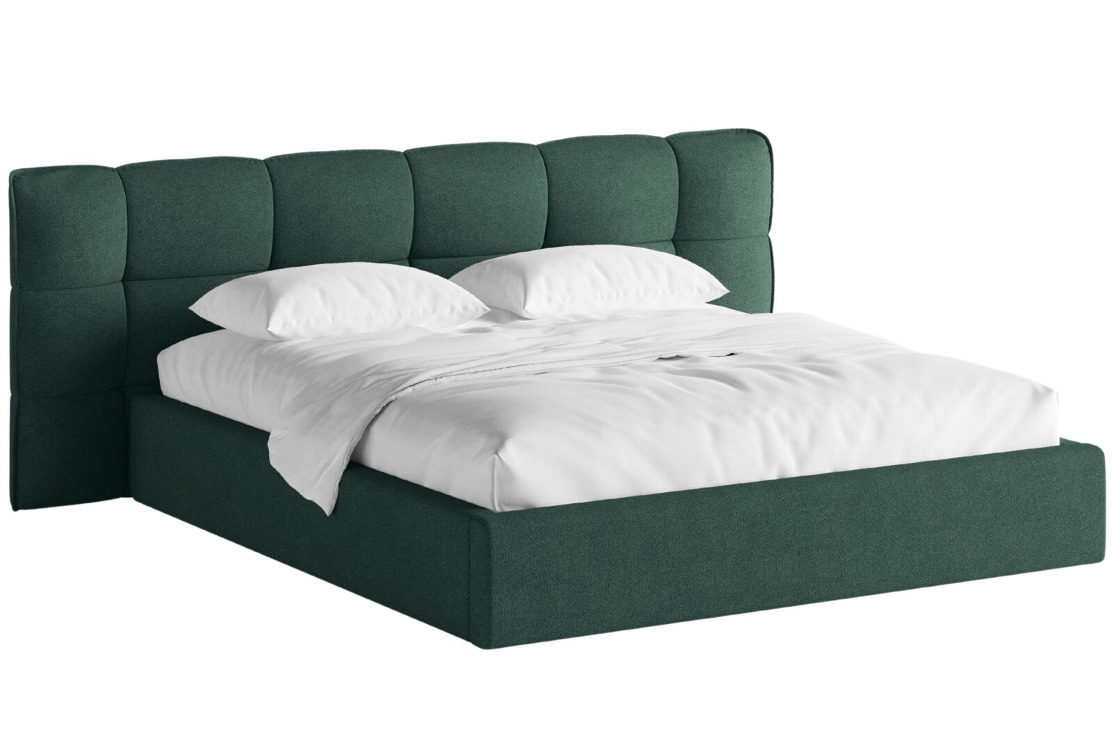 Micadoni Zelená bouclé dvoulůžková postel Eric 160 x 200 cm s úložným prostorem